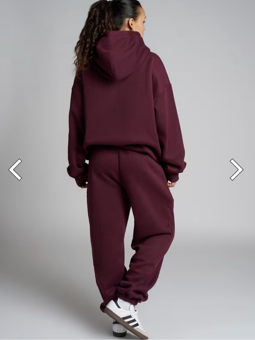 Women's Oversized Maroon Hoodie with Kangaroo Pocket - Picture 2 of 6